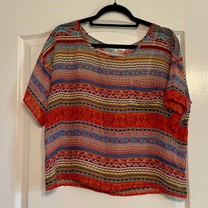 Colorful flowing blouse